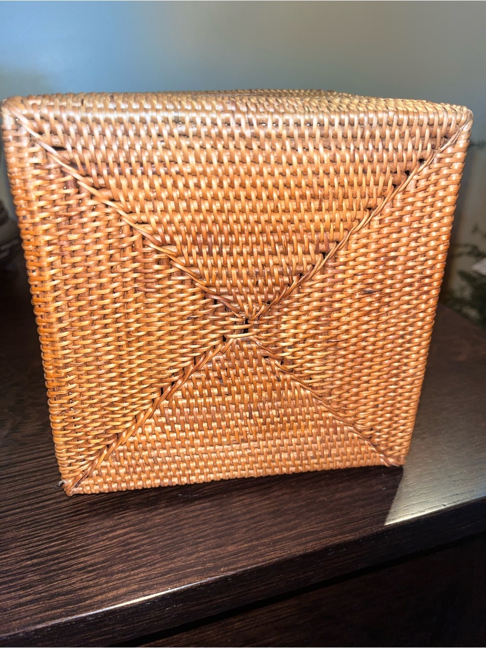 A vintage woven rattan Kleenex tissue cover Bohemian standard square style - Picture 5 of 6